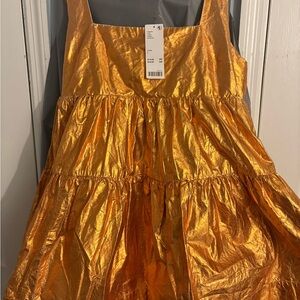 Urban Outfitters Strapless Gold Dress